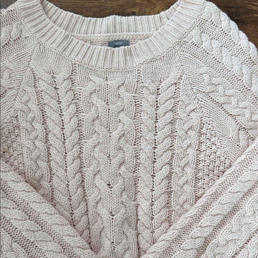 Aerie Cable Knit Sweater - Light Pink - Picture 2 of 7